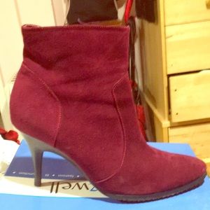Fitwell Deep Red Suede 3 Inch heels. Slipproofsole